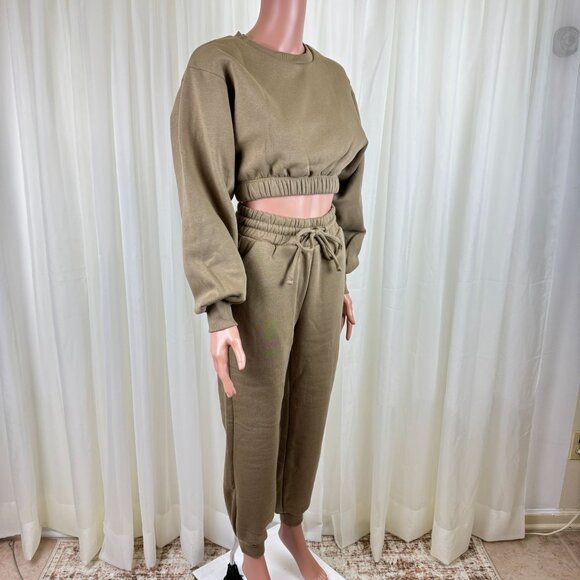 Zenana 2 Pcs Crop Sweatshirt Tracksuit Jogger Pants Set Outfit Active Loungewear - Picture 4 of 9